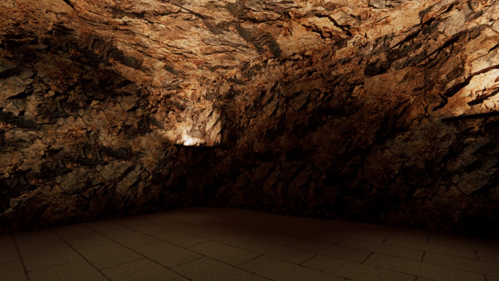 Kailashgiri cave interior with rock walls and dramatic accent lighting